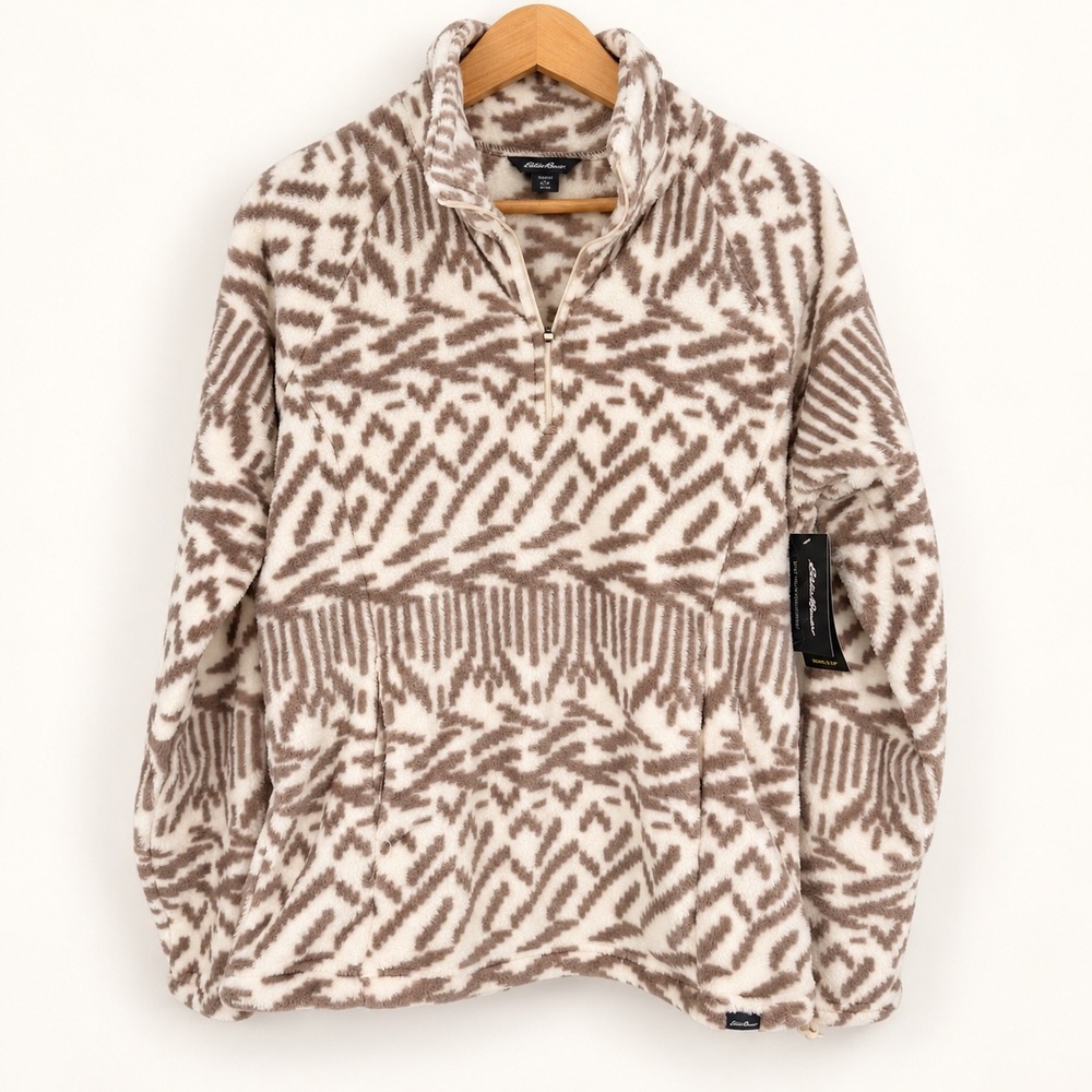 NWT Eddie Bauer Womens Medium Nordic 1/4 Zip Fleece Shirt Scandi Cabincore Cozy